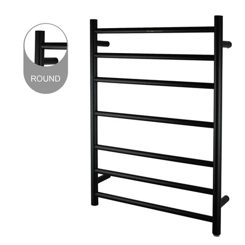 7 Bars Round Matte Black Electric Heated Towel Rack