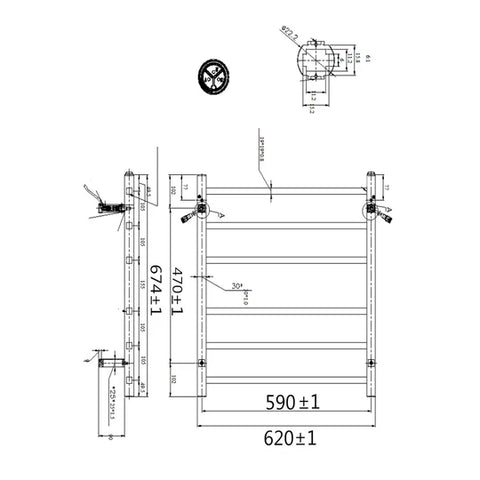 6 Bars Square Chrome Electric Heated Towel Rack