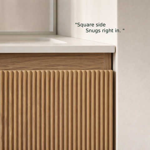 Modular Bathroom Vanity – Custom Width 300–1800mm | Fluted Front | Rounded Ends Optional