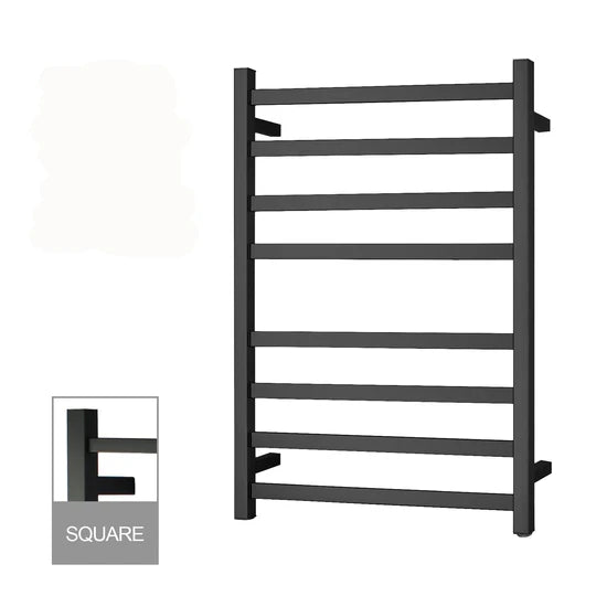 8 Bars Square Matte Black Electric Heated Towel Rack