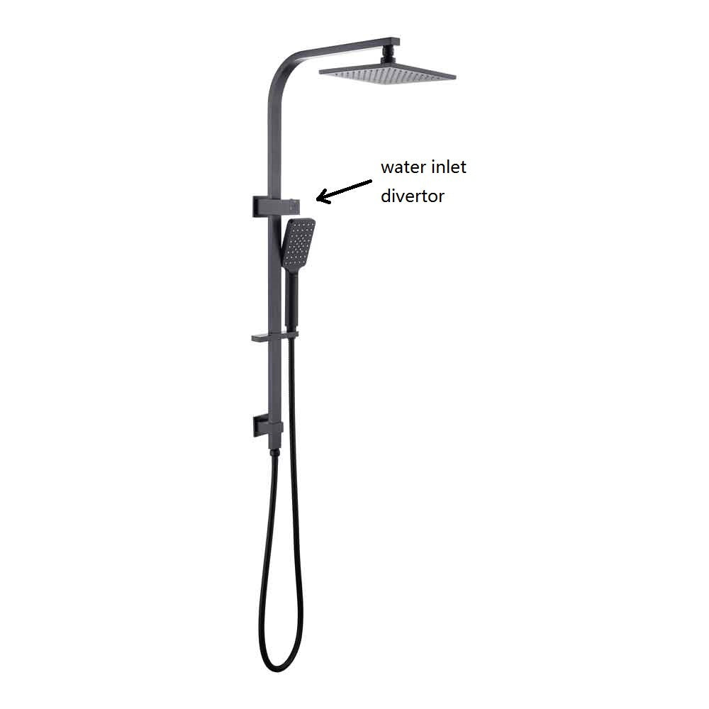 WELS Matt Black 8" Square Rain Shower set With Handheld Rail Unit