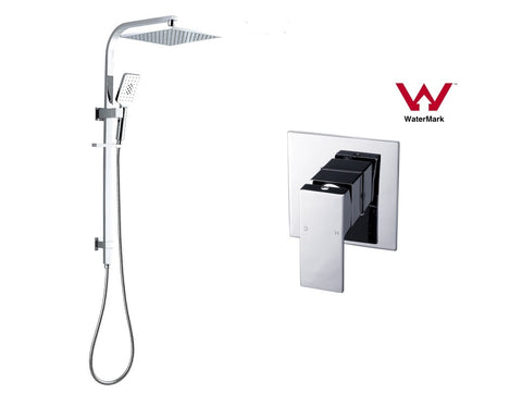 WELS Chrome 8" Square Rain Shower set W Handheld Rail Unit