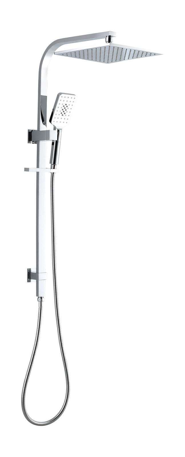 WELS Chrome 8" Square Rain Shower set W Handheld Rail Unit