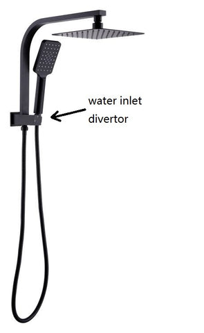 WELS Matt Black 8" Square Rain Shower set With Handheld Short Unit