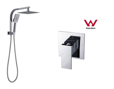 WELS Chrome 8" Square Rain Shower set W Handheld Short Unit