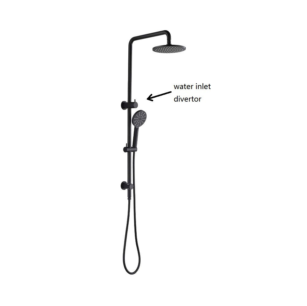 WELS Matt Black 8" Round Rain Shower set With Handheld Rail Unit