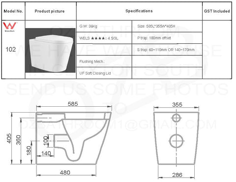 Rimless Floor Mounted Concealed Cistern Toilet Suite 590*360*400