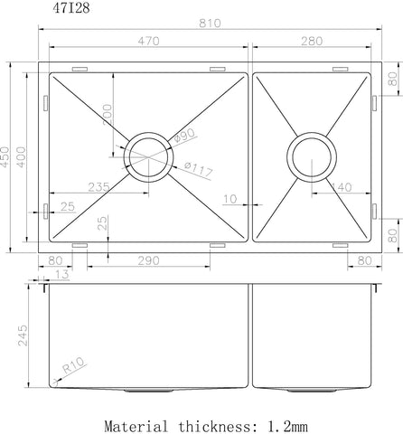 SS316 Marine grade Stainless steel kitchen sink outdoor or indoor OZB47|28