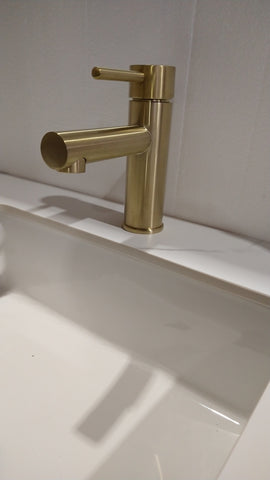 Watermark WELS Round basin Brushed Gold mixer tap faucet brass bathroom