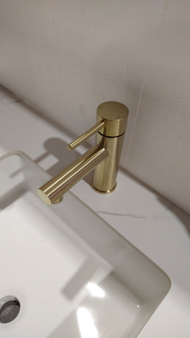 Watermark WELS Round basin Brushed Gold mixer tap faucet brass bathroom