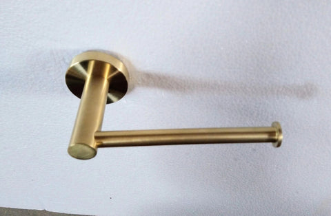 Brushed Gold Round 600mm Towel Rail Rack Toilet Paper Roll Holder Robe Hook