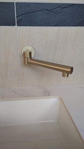 Brushed Gold wall mount bath spout 180° swivel bathtub basin sink vanity