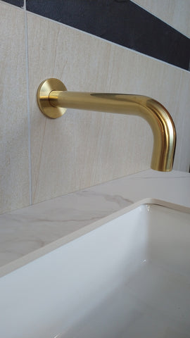 Brushed Gold wall mount bath spout 180° swivel bathtub basin sink vanity