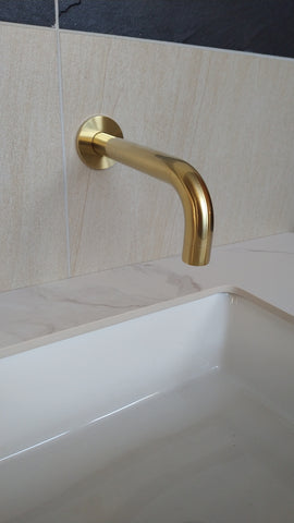 Brushed Gold wall mount bath spout 180° swivel bathtub basin sink vanity