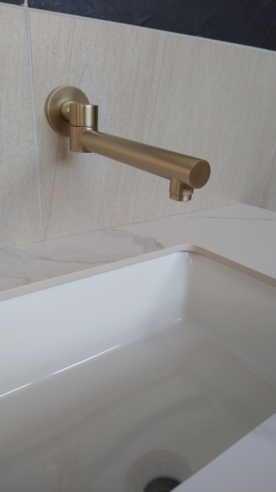 Brushed Gold wall mount bath spout 180° swivel bathtub basin sink vanity