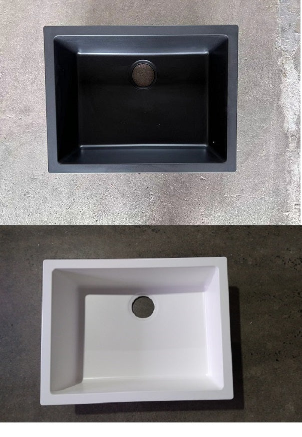 610*470mm Black & White Granite-Quartz stone kitchen laundry sink basin UNDER-TOP MOUNT