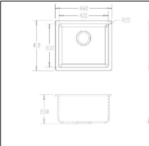 Black Granite - Quartz Stone Kitchen Sink  460*410*230