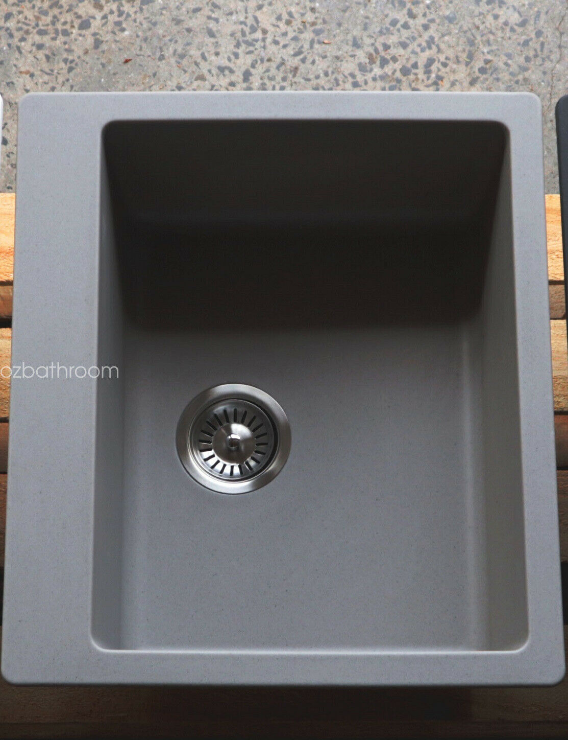 Grey Cube quartz stone laundry trough kitchen sink with tap hole