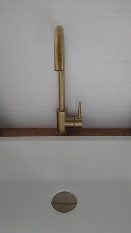 Brushed gold kitchen sink mixer SOLID BRASS Watermark SWIVEL TAP FAUCET