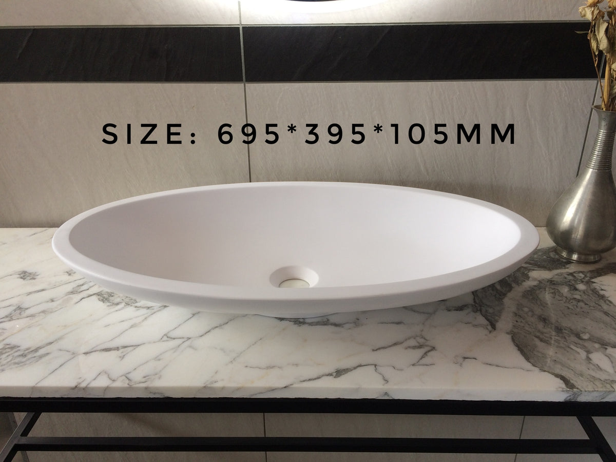 695*395*105 SOLID SURFACE Oval HAND WASH BASIN Vanity sink COUNTER TOP