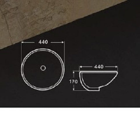 Round under mount Basin Vanity Sink & pop up plug waste no tap hole