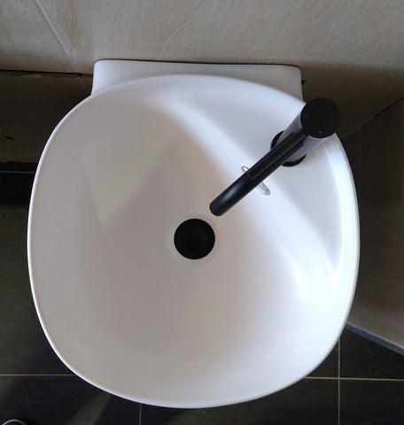 440*470*385mm Matte white Slim Edge With Overflow Wall Hung Porcelain Basin Bathroom Vanity