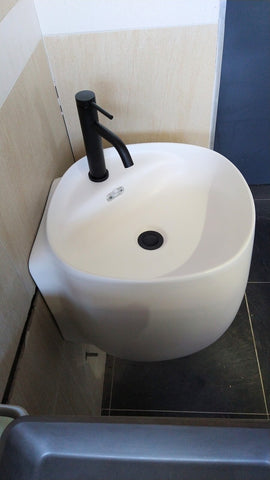 440*470*385mm Matte white Slim Edge With Overflow Wall Hung Porcelain Basin Bathroom Vanity