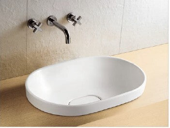 Semi drop in white porcelain basin 585*385*165mm