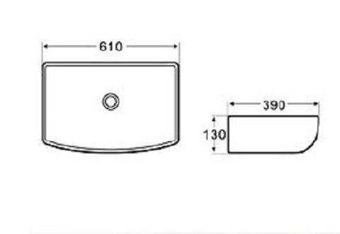 Porcelain Counter On Top Basin Vanity Sink No Tap Hole