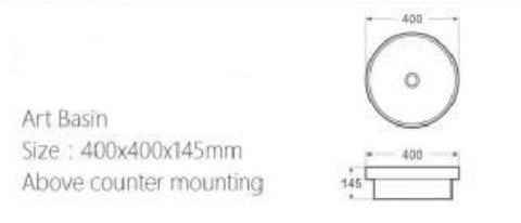Slim Edge 400mmDIA*120mm Porcelain semi dropin basin