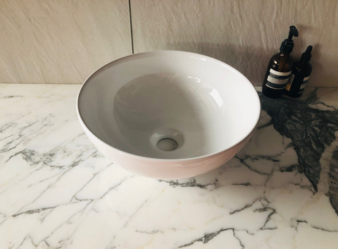 Slim Edge 32cm Full-moon Round Porcelain above counter basin