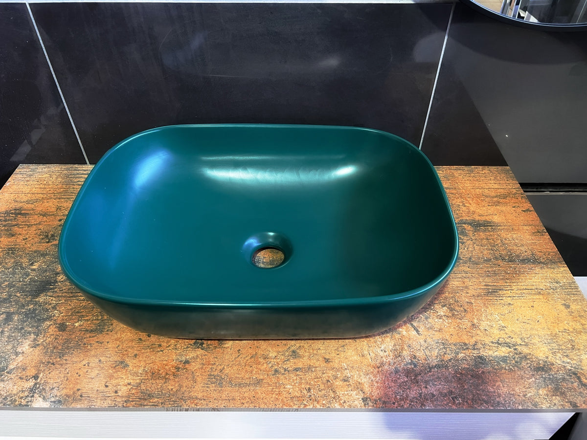 Matt Dark Green 460*320*135 Above Counter top Porcelain Basin Bathroom