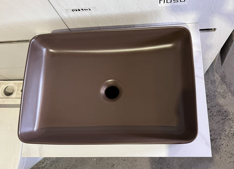 Matt Chocolate Brown 505*340*110 Slim Edge Above Counter top Porcelain Basin Bathroom