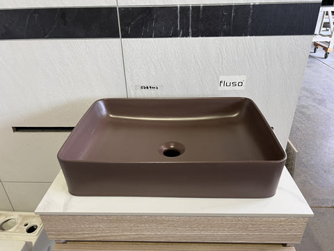 Matt Chocolate Brown 505*340*110 Slim Edge Above Counter top Porcelain Basin Bathroom