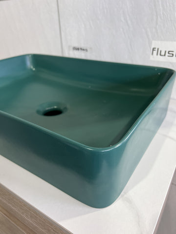 Matt Dark Green 505*340*110 Slim Edge Above Counter top Porcelain Basin Bathroom