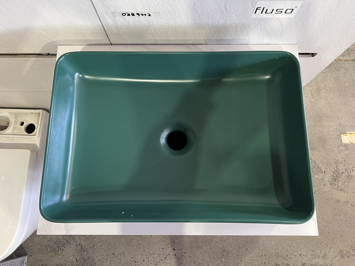 Matt Dark Green 505*340*110 Slim Edge Above Counter top Porcelain Basin Bathroom