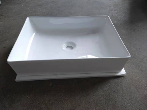 500x360x110 Rectangular Counter Top Porcelain Basin Glossy White - Matte White Bathroom Vanity