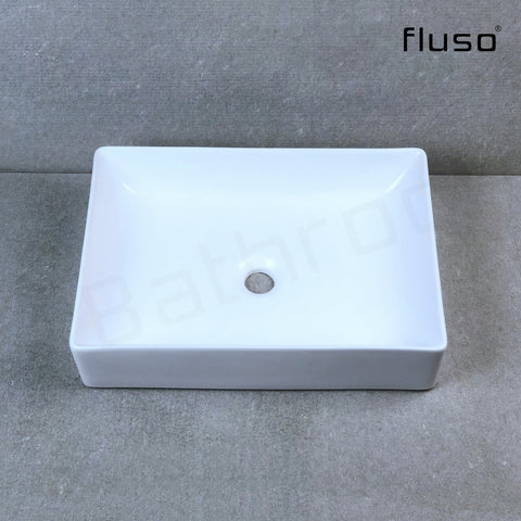 500x360x110 Rectangular Counter Top Porcelain Basin Glossy White - Matte White Bathroom Vanity