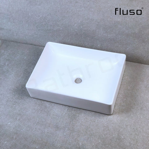 500x360x110 Rectangular Counter Top Porcelain Basin Glossy White - Matte White Bathroom Vanity