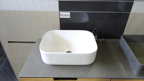 400*300*140mm Matte white Above Counter Top Porcelain Basin Bathroom Vanity