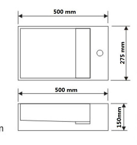 500*275*150 SOLID SURFACE HAND WASH BASIN Vanity Wall Hung for white bathroom