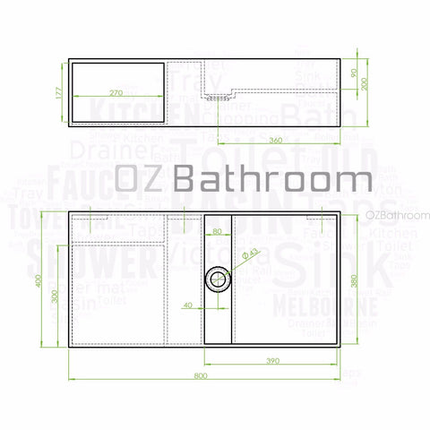 800*400*200mm SOLID SURFACE HAND WASH BASIN Vanity Wall Hung