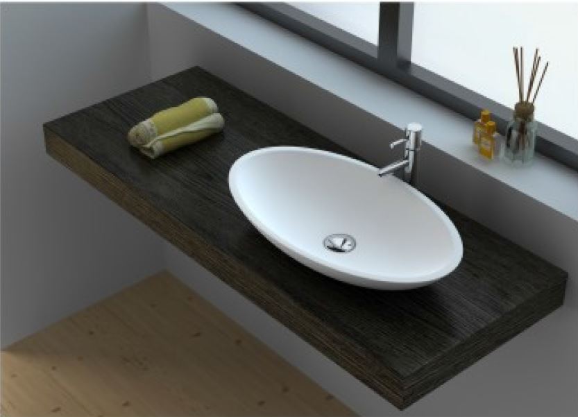 585*350*90mm Solid Surface Basin for white bathroom