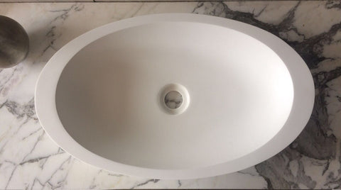585*350*90mm Solid Surface Basin for white bathroom