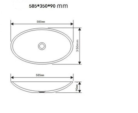 585*350*90mm Solid Surface Basin for white bathroom