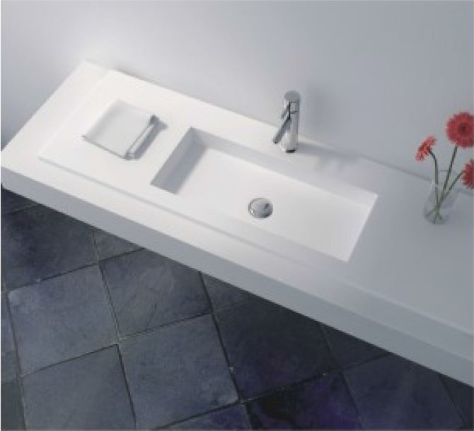 Solid Surface Narrow HAND WASH BASIN COUNTER TOP - for WALL HUNG vanity