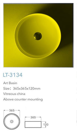 Gloss White-Matt White-Matt Black 360mm dia Super Slim Edge Round HAND WASH BASIN Vanity sink COUNTER TOP