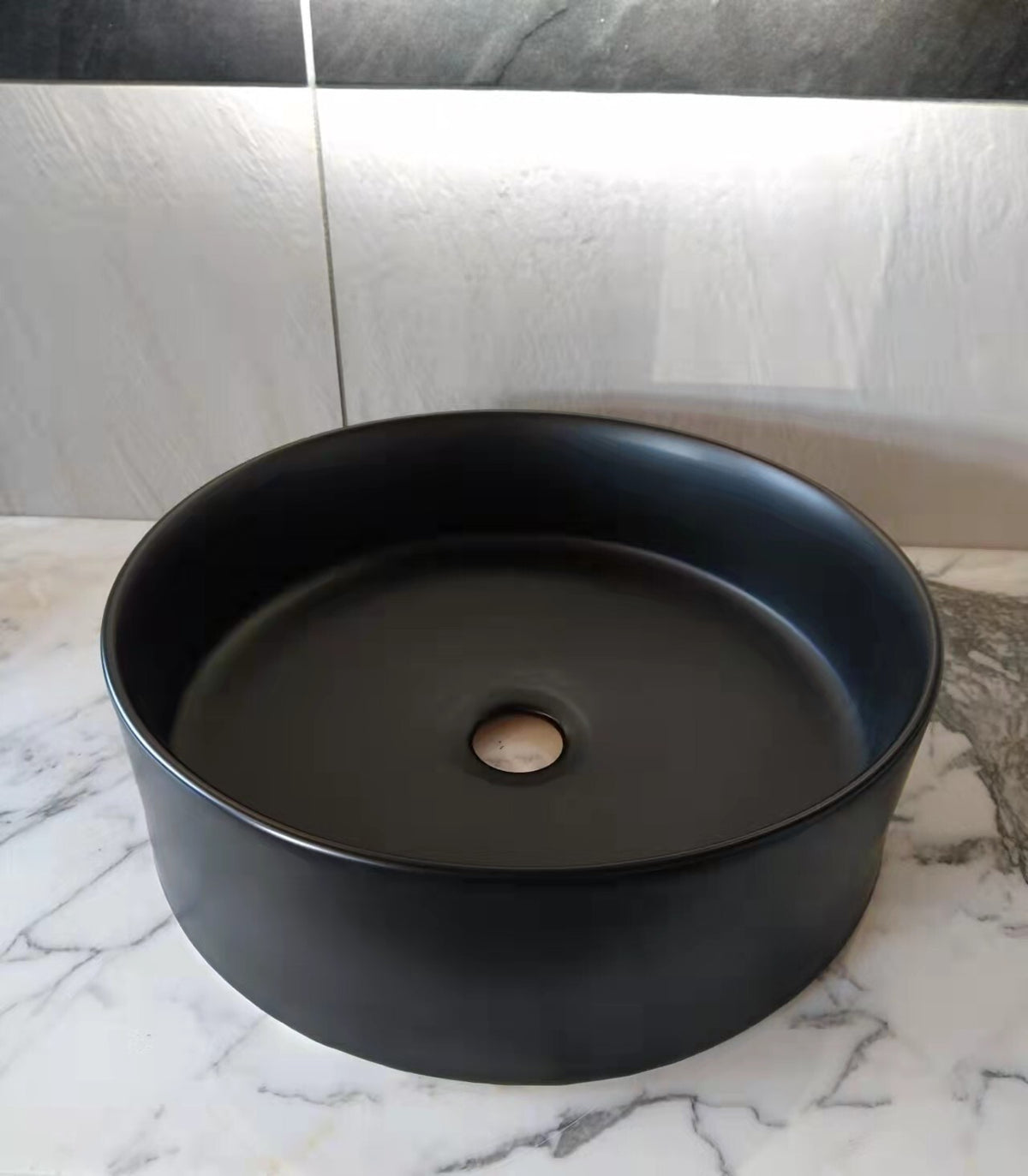 Gloss White-Matt White-Matt Black 360mm dia Super Slim Edge Round HAND WASH BASIN Vanity sink COUNTER TOP