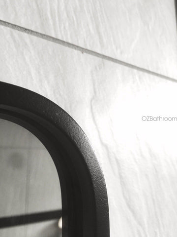 Slim matte black framed mirror S-S rim round corner rectangular shape@ Mel pick up