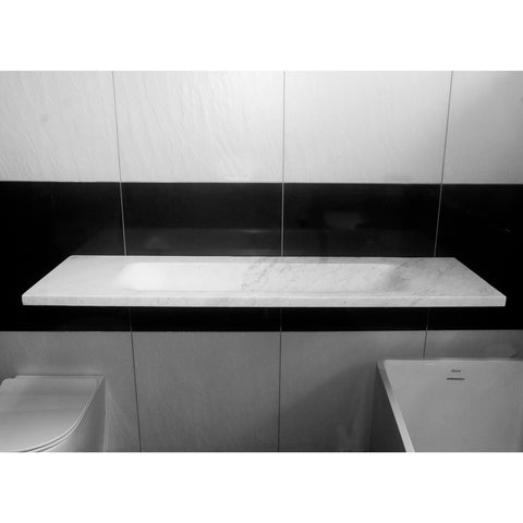 Handcrafted Carrara Natural Marble Basin - Vanity Top -for white bathroom